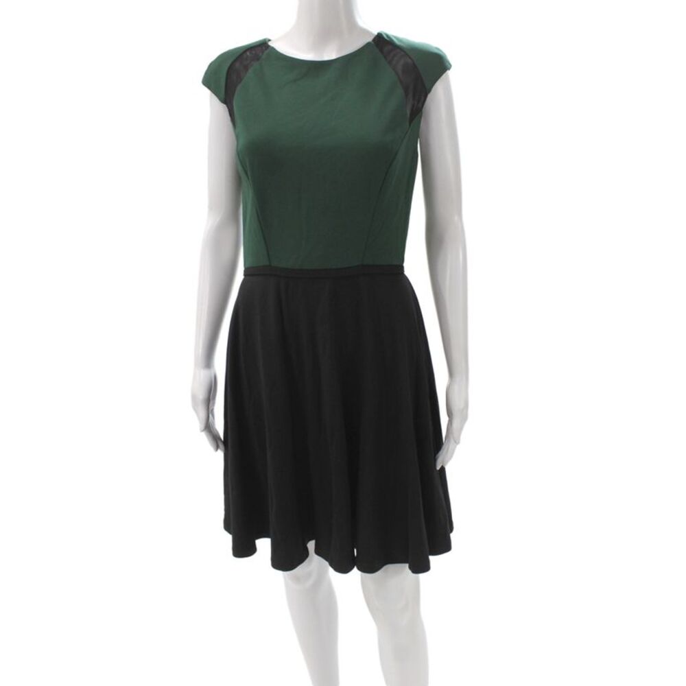 Badgley Mischka Women Fit & Flare Green Boat Neck Sleeveless Dress Size 4